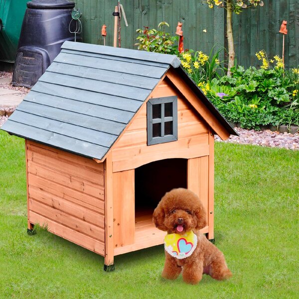 AllMyPets Cuccia per Cani o Gatti da Esterno Taglia Media Rialzata Fino a 30 Kg In Legno 81.3x91.5x98.5 cm - D0D03D