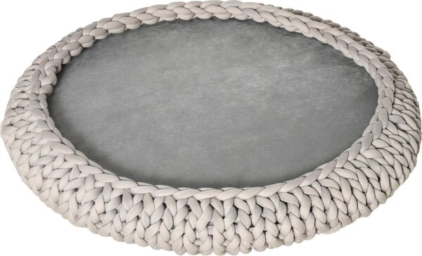 AllMyPets Cuccia per Cani o Gatti da Interno Taglia Media Rotonda con Bordi Rialzati e Cuscino Lettino Imbottito Effetto Velluto 93x15cm Grigia - 