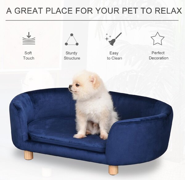 AllMyPets Cuccia per Cani o Gatti da Interno Taglia Media Divano o e in Velluto colore Blu - 167BUD04