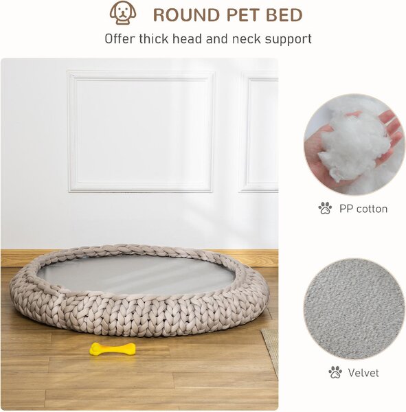 AllMyPets Cuccia per Cani o Gatti da Interno Taglia Media Rotonda con Bordi Rialzati e Cuscino Lettino Imbottito Effetto Velluto 93x15cm Grigia - 