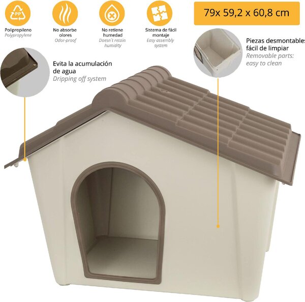 ArtPlast Cuccia per Cani o Gatti da Esterno Taglia Medio Piccola in resina 790x592x608h mm colore Beige / Tortora - PC2T