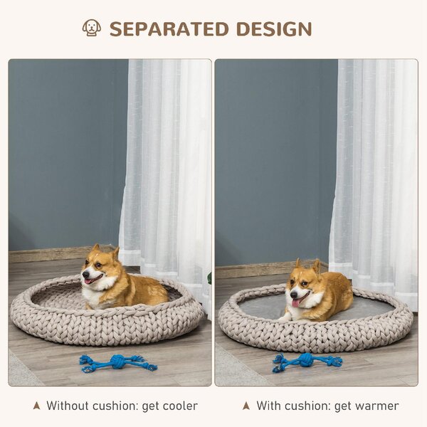 AllMyPets Cuccia per Cani o Gatti da Interno Taglia Media Rotonda con Bordi Rialzati e Cuscino Lettino Imbottito Effetto Velluto 93x15cm Grigia - 