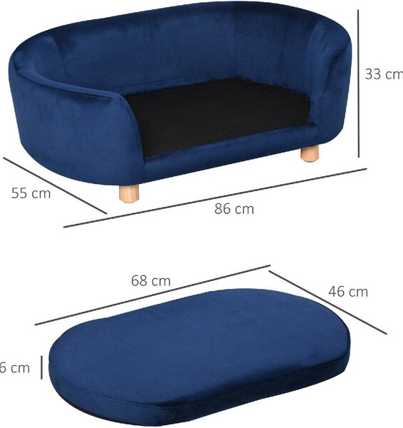 AllMyPets Cuccia per Cani o Gatti da Interno Taglia Media Divano o e in Velluto colore Blu - 167BUD04