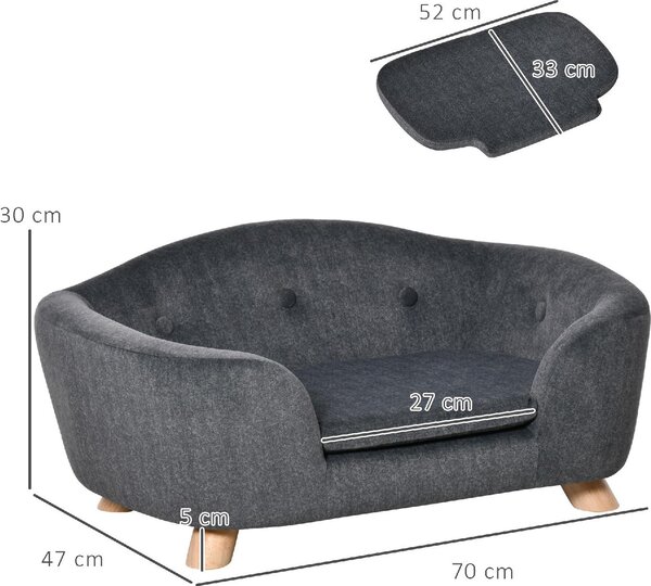 AllMyPets Cuccia per Cani o Gatti da Interno Taglia Medio Piccola Divanetto da con Cuscino Lavabile 70x47x30cm Grigio Antracite