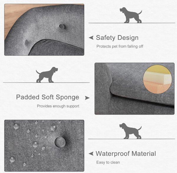 AllMyPets Cuccia per Cani o Gatti da Interno Taglia Medio Piccola Divanetto da con Cuscino Lavabile 70x47x30cm Grigio Antracite