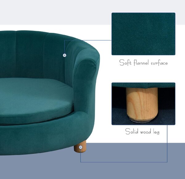 AllMyPets Cuccia per Cani o Gatti da Interno Taglia Medio Piccola Divanetto Imbottito con Schienale e Cuscino Rimovibile da 65x64x37cm Verde - 148G