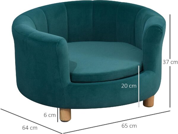 AllMyPets Cuccia per Cani o Gatti da Interno Taglia Medio Piccola Divanetto Imbottito con Schienale e Cuscino Rimovibile da 65x64x37cm Verde - 148G