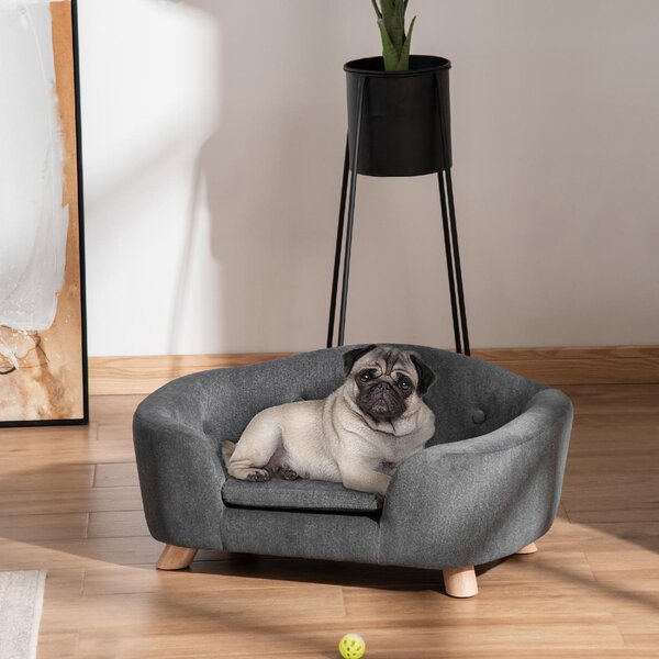 AllMyPets Cuccia per Cani o Gatti da Interno Taglia Medio Piccola Divanetto da con Cuscino Lavabile 70x47x30cm Grigio Antracite