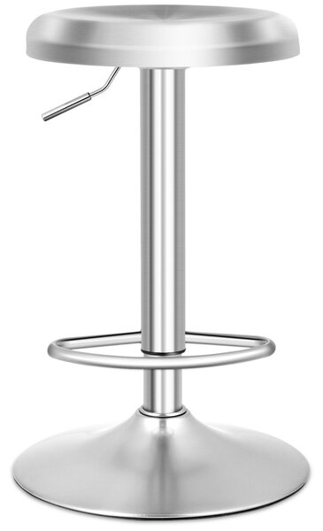 Costway Sgabello da bar girevole regolabile con poggiapiedi e base antiscivolo, Sgabello rotondo alto in acciaio inox