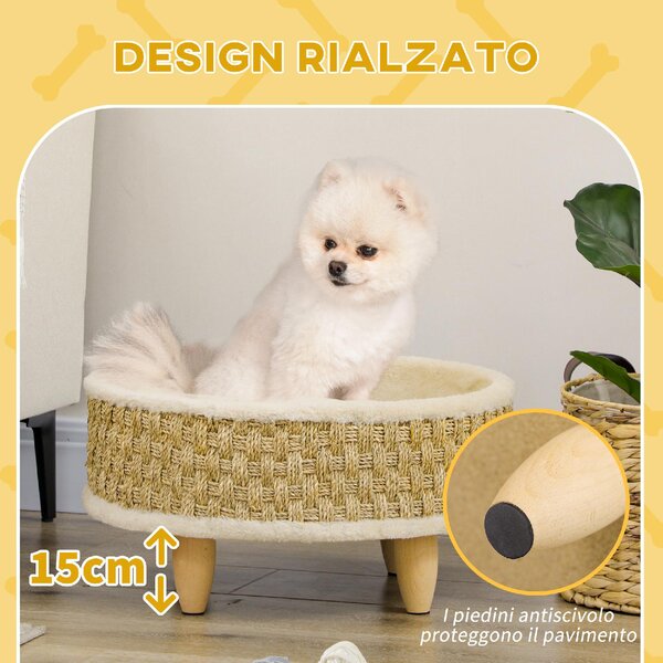 AllMyPets Cuccia per Cani o Gatti da Interno Taglia Piccola Lettino e in Truciolato con Fondo Rialzato e Cuscino 48x24.5 cm