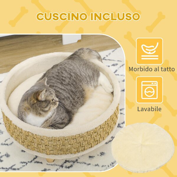 AllMyPets Cuccia per Cani o Gatti da Interno Taglia Piccola Lettino e in Truciolato con Fondo Rialzato e Cuscino 48x24.5 cm
