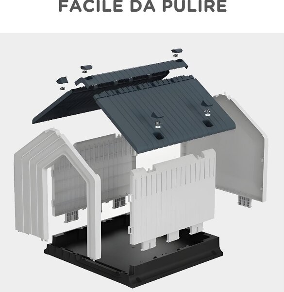 AllMyPets Cuccia per Cani Piccoli e Mini da Esterno Impermeabile in Plastica con Finestra 62x61x60 cm colore Grigio