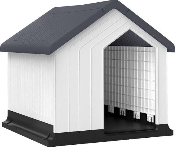 AllMyPets Cuccia per Cani Piccoli e Mini da Esterno Impermeabile in Plastica con Finestra 62x61x60 cm colore Grigio