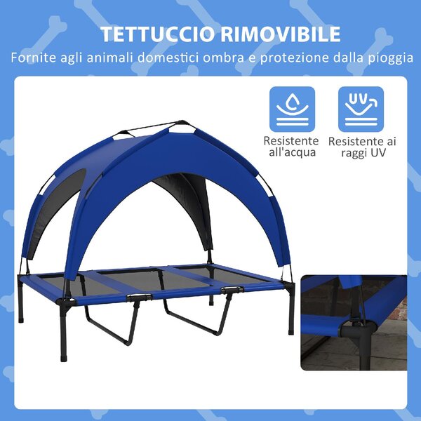 AllMyPets Cuccia per Cani Taglia Grande con Tettuccio Protettivo in Acciaio e Poliestere 106x76x94 cm colore Blu Scuro - 3DBAM283