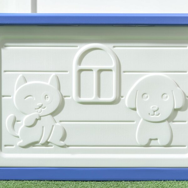 AllMyPets Cuccia per Cani Taglia Piccola da Esterno in PE con Ingresso e 2 Prese d'Aria Laterali 60x42x40 cm colore Blu e Bianco