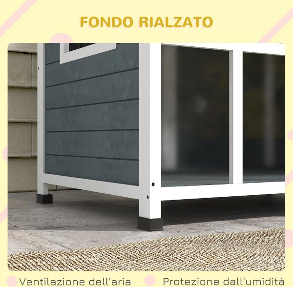 AllMyPets Cuccia per Cani Taglia Media da Esterno con Tetto Apribile in Legno 101x66.5x70.5 cm colore Grigio - 3CGJ580