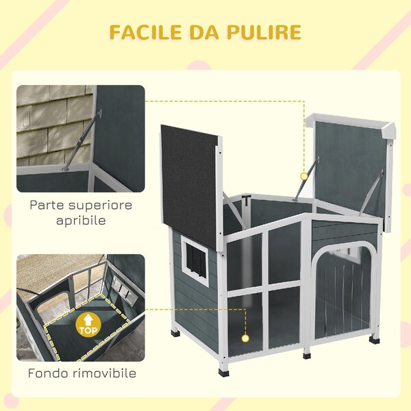 AllMyPets Cuccia per Cani Taglia Media da Esterno con Tetto Apribile in Legno 101x66.5x70.5 cm colore Grigio - 3CGJ580