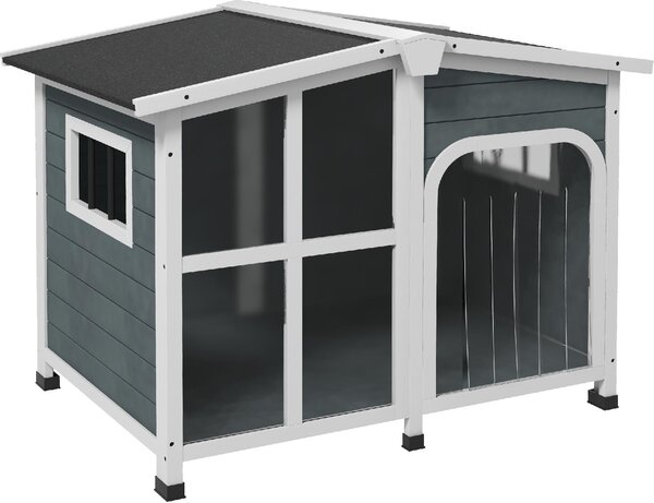 AllMyPets Cuccia per Cani Taglia Media da Esterno con Tetto Apribile in Legno 101x66.5x70.5 cm colore Grigio - 3CGJ580