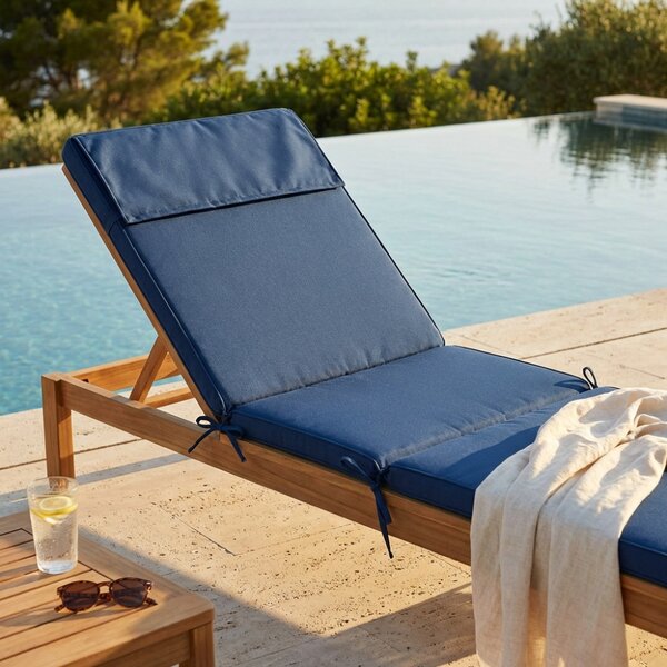 VivaGarden Cuscino Lettino Blu Scuro Sfoderabile e Idrorepellente 194.5x59x4 cm - CU805822