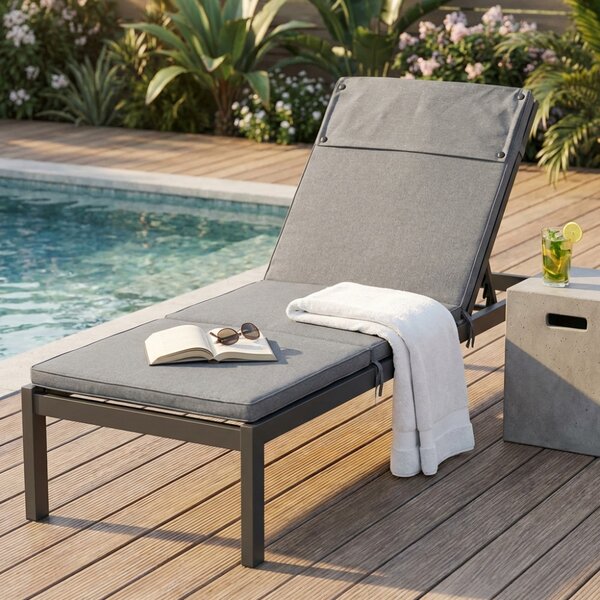 VivaGarden Cuscino Lettino Grigio Chiaro Melange 194.5x59x4 cm Idrorepellente e Sfoderabile - CU805846