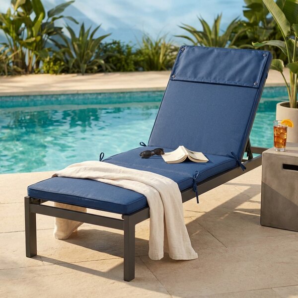 VivaGarden Cuscino Lettino Blu Scuro Sfoderabile e Idrorepellente 194.5x59x4 cm - CU805822