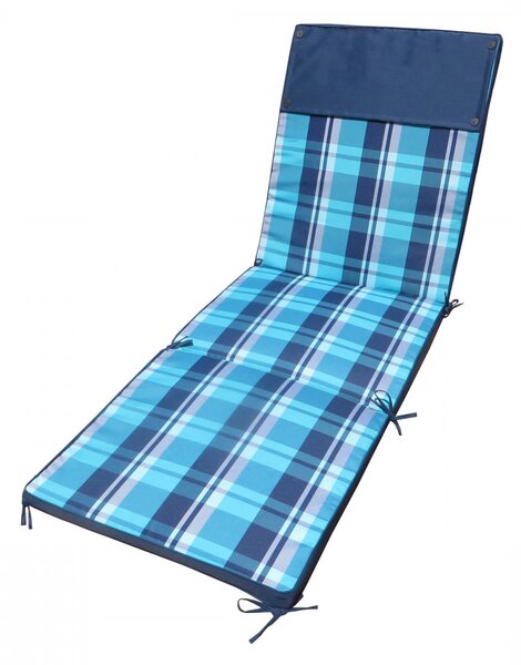 VivaGarden Cuscino Lettino Quadri Blu 194.5x59x4 cm Sfoderabile e Idrorepellente