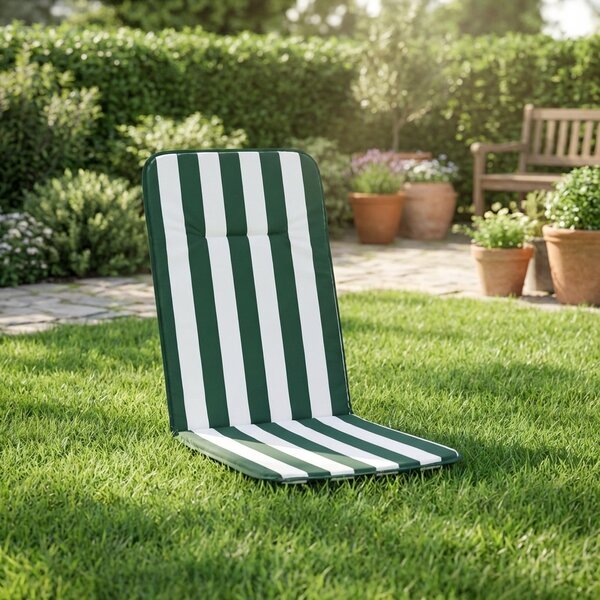 VivaGarden Cuscino imbottito Action Schienale Alto in Misto Cotone e Poliestere 116x48x2,5h cm COLORE Bianco/Verde - PF03396