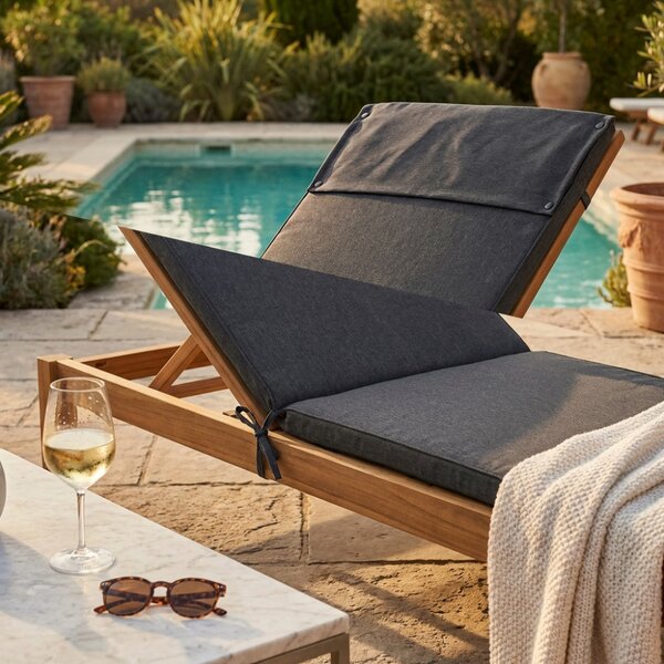 VivaGarden Cuscino Lettino Grigio Scuro Melange in Poliuretano Espanso 194.5x59x4 cm - CU805838