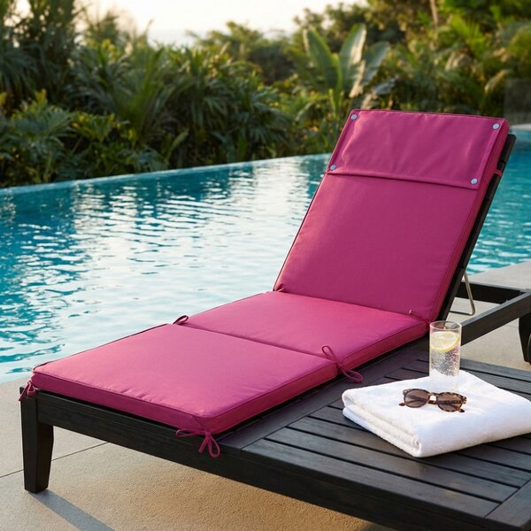 VivaGarden Cuscino Lettino Rettangolare Bordeaux Idrorepellente 194.5x59x4 cm - CU805790
