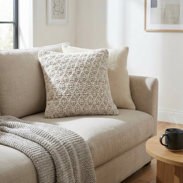 VivaGarden Cuscino Jean 45x45 cm in Cotone e Lana Ecr e Bianco - WO801838