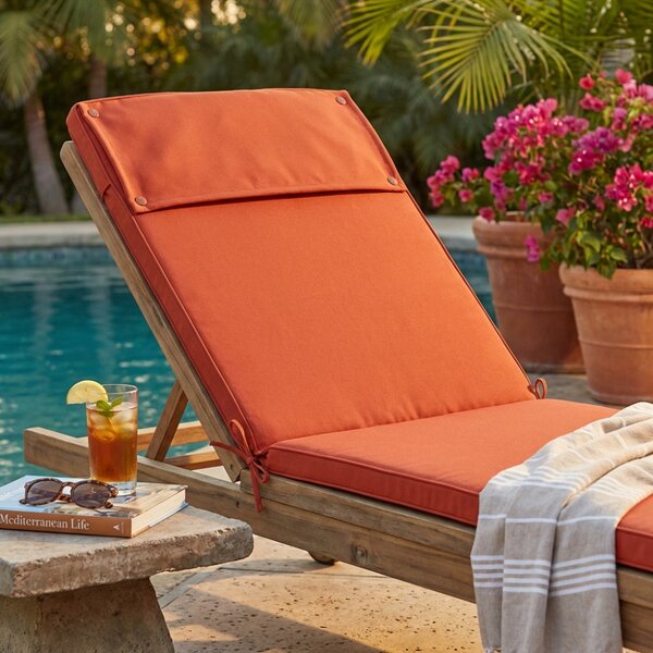 VivaGarden Cuscino Lettino Rettangolare Sfoderabile e Idrorepellente Colore Arancione 194.5x59x4 cm - CU805814
