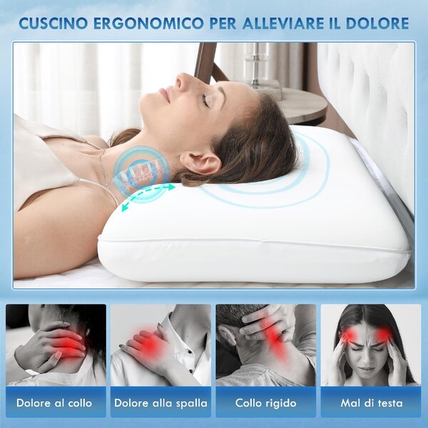 DecHome Cuscino Memory Foam a Rimbalzo Rapido con Copertura Rimovibile e Lavabile, 60x40x10 cm colore Bianco Crema
