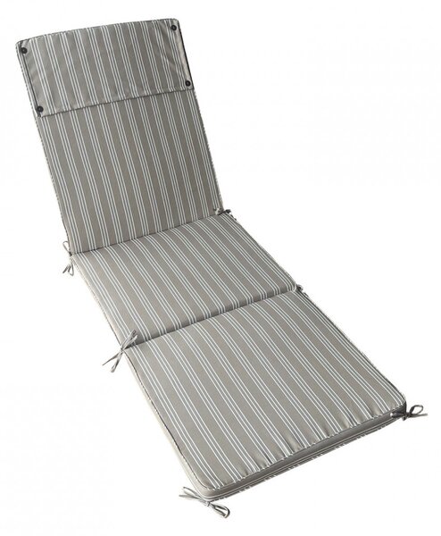 VivaGarden Cuscino Lettino Rettangolare Righe Tortora 194.5x59x4 cm Idrorepellente - CU805798