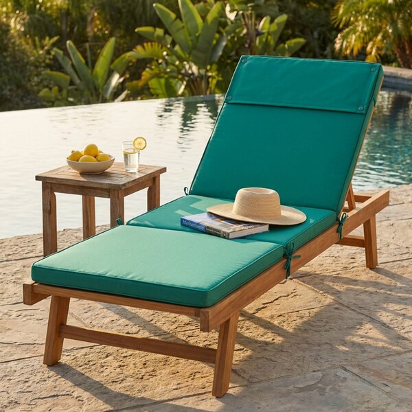 VivaGarden Cuscino Lettino Verde Scuro Rettangolare 194.5x59x4cm Idrorepellente e Sfoderabile - CU805782