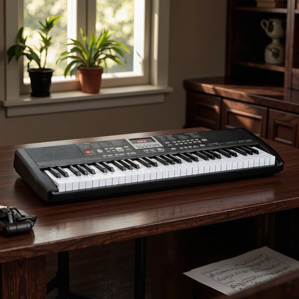 Costway Tastiera pianoforte 61 tasti elettrica 200 ritmi 200 toni 70 demo, Tastiera supporto regolabile sgabello adesivi note principianti adolescenti