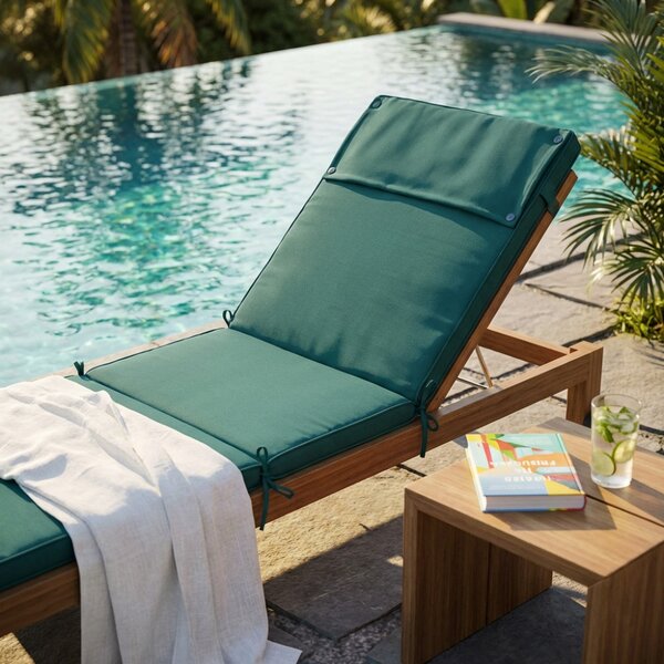 VivaGarden Cuscino Lettino Verde Scuro Rettangolare 194.5x59x4cm Idrorepellente e Sfoderabile - CU805782