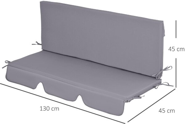 VivaGarden Cuscino per Dondolo da Giardino in Poliestere Dimensioni 130x45x5 cm colore Grigio Scuro