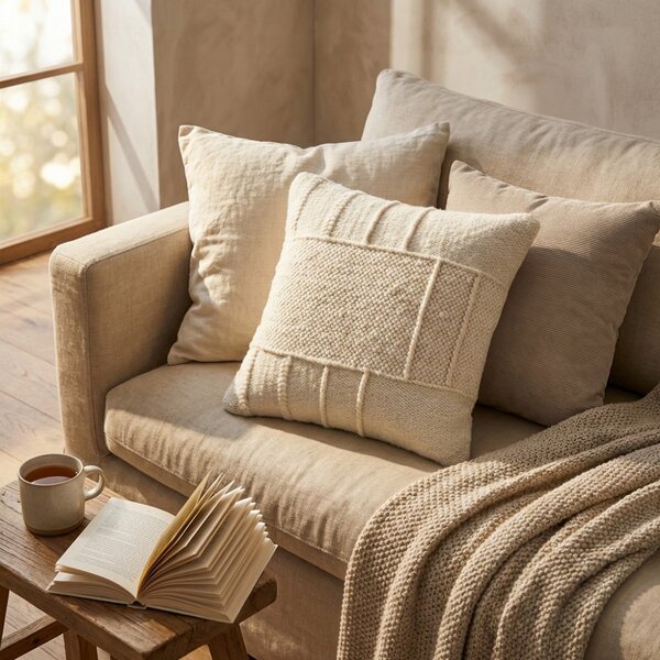 VivaGarden Cuscino Quadrato Bianco 45x45 cm in Cotone e Lana - WO801854