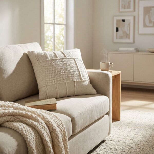 VivaGarden Cuscino Quadrato Bianco 45x45 cm in Cotone e Lana - WO801854