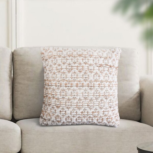 VivaGarden Cuscino Quadrato 45x45 cm in Juta e Lana Colori Marrone Chiaro e Bianco - WO801860