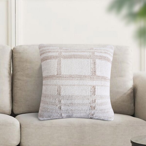 VivaGarden Cuscino Quadrato 45x45 cm Cotone e Lana Ecr e Bianco - WO801846