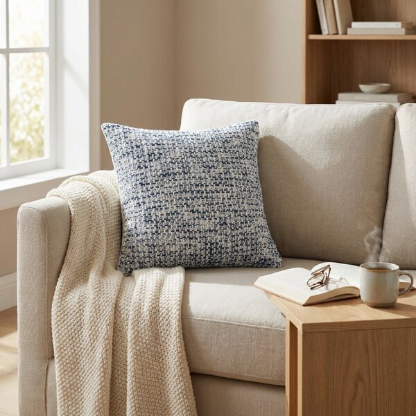 VivaGarden Cuscino Quadrato 45x45 cm Bianco e Blu Melange - WO801862