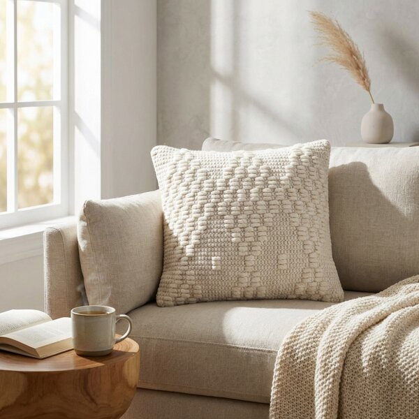 VivaGarden Cuscino Quadrato 45x45 cm in Cotone e Lana colore Bianco - WO801844