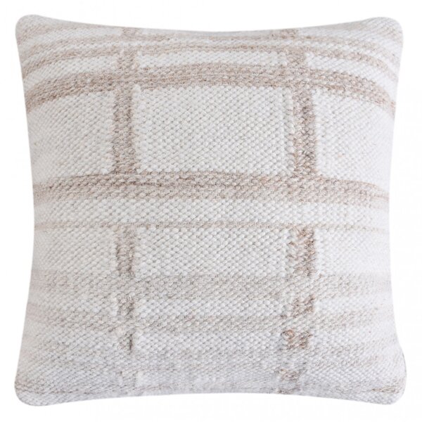 VivaGarden Cuscino Quadrato 45x45 cm Cotone e Lana Ecr e Bianco - WO801846