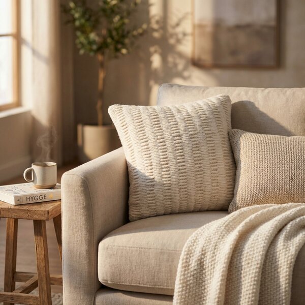 VivaGarden Cuscino Quadrato Renaud 45x45x7 cm in Cotone e Lana colore Bianco - WO801852