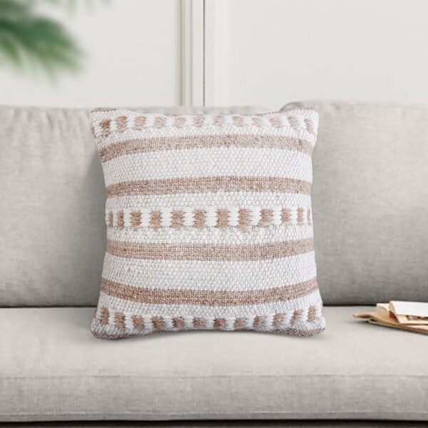 VivaGarden Cuscino Quadrato in lana 45x45 cm colore Marrone chiaro e Bianco - WO801864