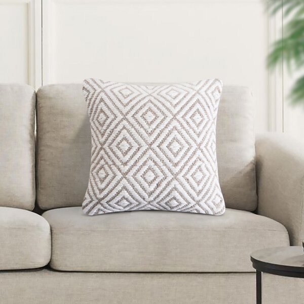 VivaGarden Cuscino Quadrato in Lana Marrone Chiaro e Bianco 45x45x7 cm - WO801866