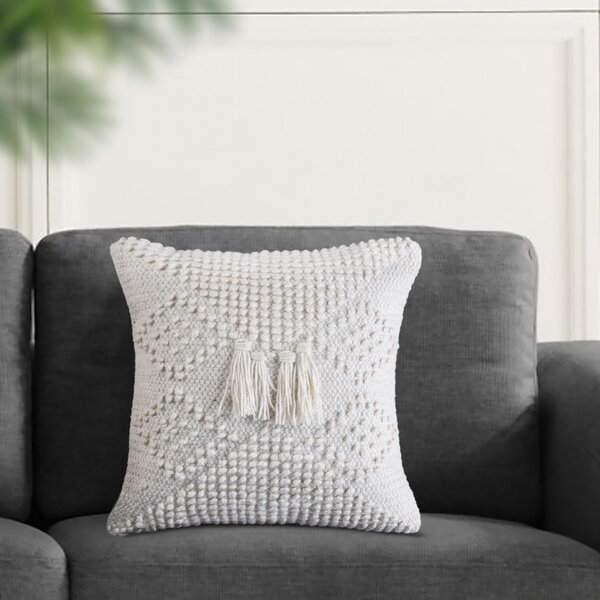 VivaGarden Cuscino Quadrato JILDAZ 45x45 cm in Cotone e Lana colore Bianco - WO801840