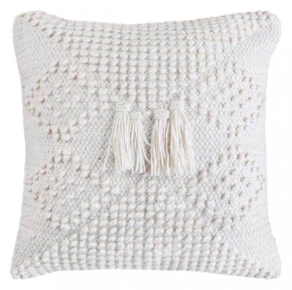 VivaGarden Cuscino Quadrato JILDAZ 45x45 cm in Cotone e Lana colore Bianco - WO801840