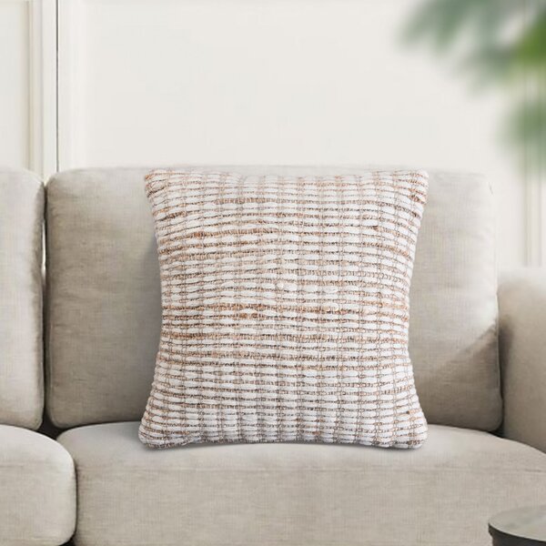 VivaGarden Cuscino Quadrato Fisso in Juta e Lana 45x45x7 cm colore Marrone Chiaro ed Ecr - WO801870